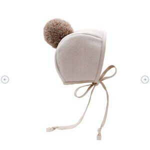 Briar Baby Bonnet in Sandbar Pom Bonnet Cotton Lined 0-3 M